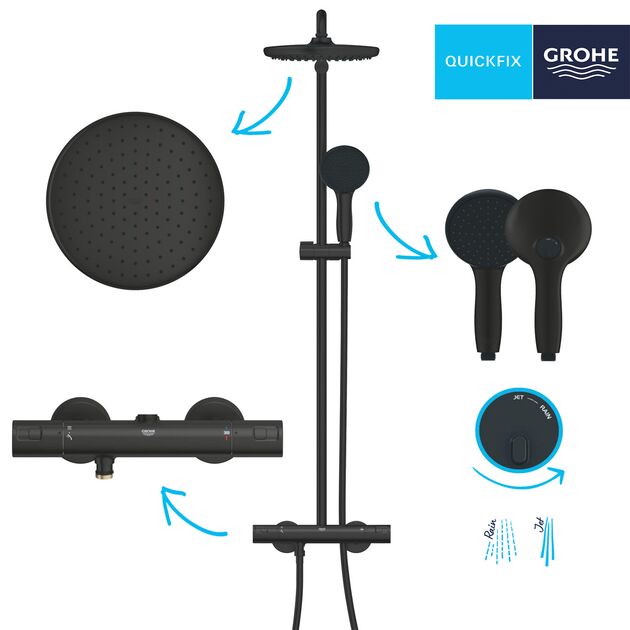 Душевая система термостатическая Grohe QuickFix Vitalio Start System 250 266772431, фото , изображение 5 | SNABZHENIE.com.ua Душевая система термостатическая Grohe QuickFix Vitalio Start System 250 266772431, фото , изображение 5 | SNABZHENIE.com.ua