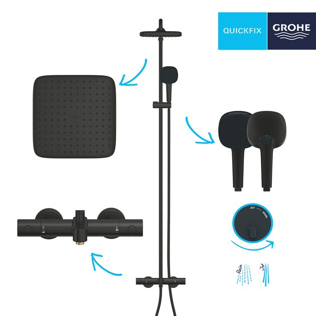 Душевая система термостатическая Grohe QuickFix Vitalio Comfort System 250 269842431, фото , изображение 6 | SNABZHENIE.com.ua Душевая система термостатическая Grohe QuickFix Vitalio Comfort System 250 269842431, фото , изображение 6 | SNABZHENIE.com.ua