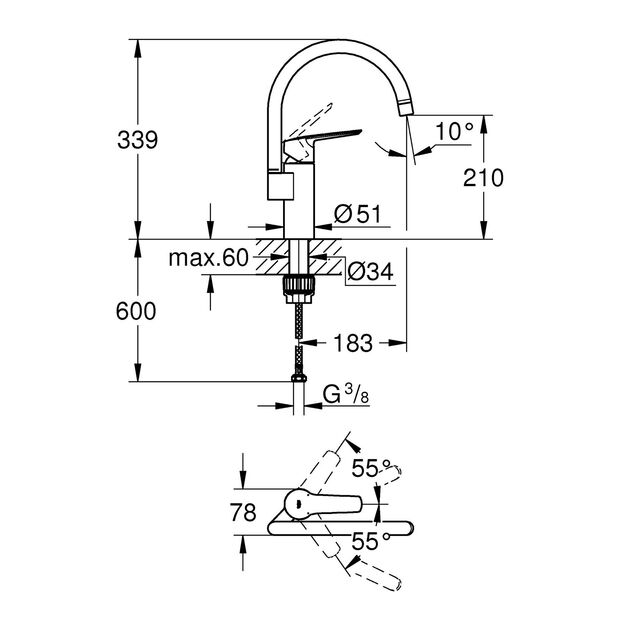 Смеситель для кухни Grohe QuickFix Start 304692430, фото , изображение 2 | SNABZHENIE.com.ua