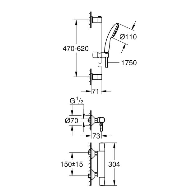 Смеситель термостатический для душа Grohe QuickFix Precision Start 34597001, фото , изображение 2 | SNABZHENIE.com.ua Смеситель термостатический для душа Grohe QuickFix Precision Start 34597001, фото , изображение 2 | SNABZHENIE.com.ua
