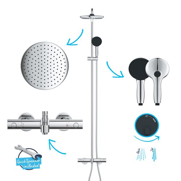 Душевая система термостатическая Grohe QuickFix Vitalio Start System 250 26988001, фото , изображение 8 | SNABZHENIE.com.ua Душевая система термостатическая Grohe QuickFix Vitalio Start System 250 26988001, фото , изображение 8 | SNABZHENIE.com.ua