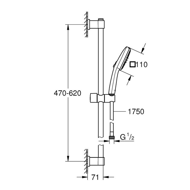 Душевой гарнитур Grohe QuickFix Vitalio Comfort 110 26398001, фото , зображення 2 | SNABZHENIE.com.ua Душевой гарнитур Grohe QuickFix Vitalio Comfort 110 26398001, фото , зображення 2 | SNABZHENIE.com.ua