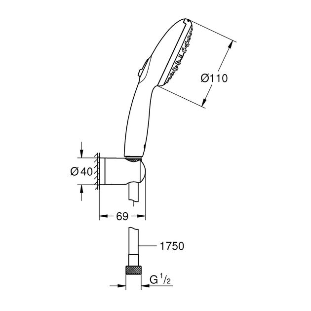 Душевой набор Grohe QuickFix Vitalio Start 110 26769001, фото , зображення 2 | SNABZHENIE.com.ua Душевой набор Grohe QuickFix Vitalio Start 110 26769001, фото , зображення 2 | SNABZHENIE.com.ua