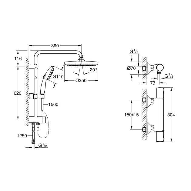 Смеситель термостатический для душа Grohe QuickFix Start Black UA303908T2, фото , изображение 2 | SNABZHENIE.com.ua Смеситель термостатический для душа Grohe QuickFix Start Black UA303908T2, фото , изображение 2 | SNABZHENIE.com.ua