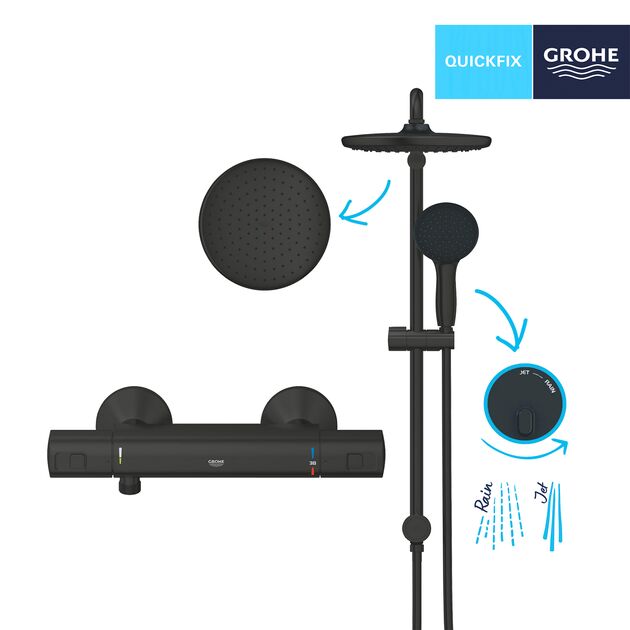 Смеситель термостатический для душа Grohe QuickFix Start Black UA303908T2, фото , изображение 3 | SNABZHENIE.com.ua Смеситель термостатический для душа Grohe QuickFix Start Black UA303908T2, фото , изображение 3 | SNABZHENIE.com.ua