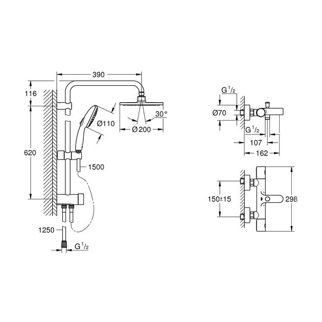 Смеситель термостатический для ванны Grohe QuickFix Precision Get UA202907TR, фото , зображення 2 | SNABZHENIE.com.ua