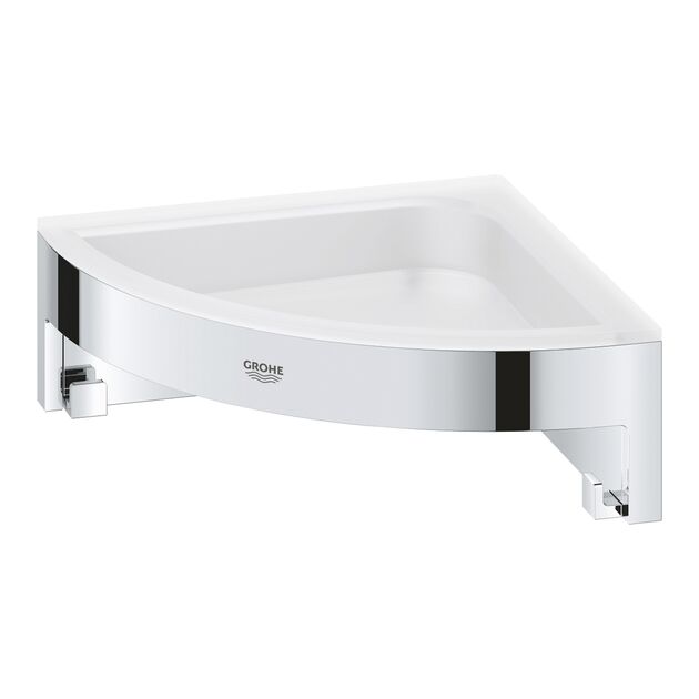 Полка для душа Grohe QuickFix Start Cube угловая с крючками 41106000, фото , зображення 3 | SNABZHENIE.com.ua Полка для душа Grohe QuickFix Start Cube угловая с крючками 41106000, фото , зображення 3 | SNABZHENIE.com.ua