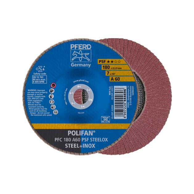 Pferd Круг пелюстковий тарілчастий 180*22 A60 (нерж/метал) конічн.PFC POLIFAN, фото  | SNABZHENIE.com.ua