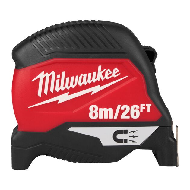 Рулетка магнітна MAGNETIC MILWAUKEE (Gen4), (полотно 30мм), 8м/26ft, фото  | SNABZHENIE.com.ua