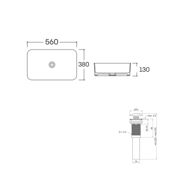 Комплект Qtap Virgo N: Раковина накладная 560x380x130 мм, White, прямоугольная + Донный клапан Pop-up PU02, фото , зображення 2 | SNABZHENIE.com.ua Комплект Qtap Virgo N: Раковина накладная 560x380x130 мм, White, прямоугольная + Донный клапан Pop-up PU02, фото , зображення 2 | SNABZHENIE.com.ua