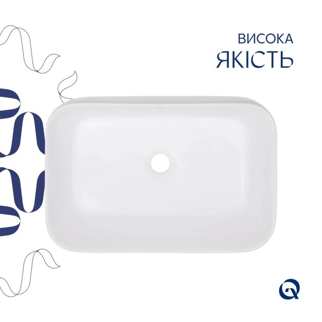 Комплект Qtap Scorpio: Раковина накладная 550x390x120 мм, White, прямоугольная + Донный клапан Pop-up PU02, фото , зображення 4 | SNABZHENIE.com.ua Комплект Qtap Scorpio: Раковина накладная 550x390x120 мм, White, прямоугольная + Донный клапан Pop-up PU02, фото , зображення 4 | SNABZHENIE.com.ua