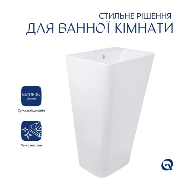 Комплект Qtap Tern: Раковина-моноблок напольная 440x380x830 мм, White + Донный клапан Pop-up PU02O, фото , изображение 4 | SNABZHENIE.com.ua Комплект Qtap Tern: Раковина-моноблок напольная 440x380x830 мм, White + Донный клапан Pop-up PU02O, фото , изображение 4 | SNABZHENIE.com.ua