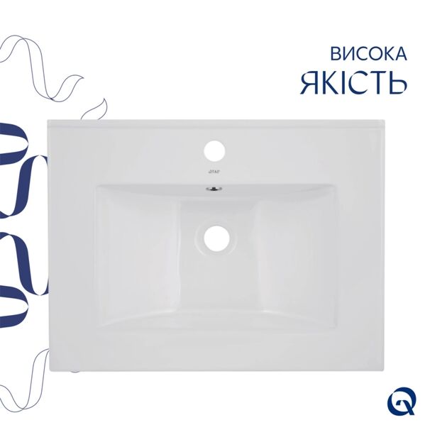 Комплект Albatross: Раковина врезная мебельная 620x460x180 мм, White, прямоугольная + Донный клапан Pop-up PU02O, фото , зображення 4 | SNABZHENIE.com.ua Комплект Albatross: Раковина врезная мебельная 620x460x180 мм, White, прямоугольная + Донный клапан Pop-up PU02O, фото , зображення 4 | SNABZHENIE.com.ua