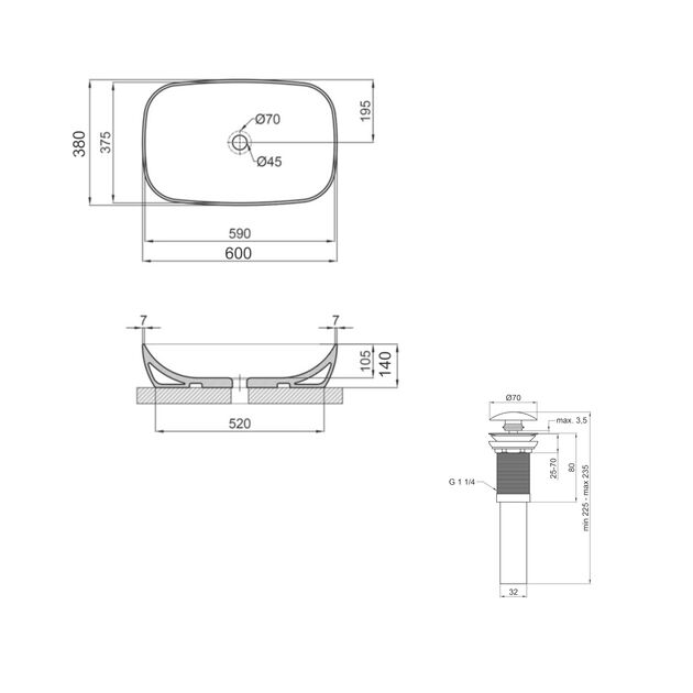 Комплект Qtap Cardinal: Раковина накладная 600x380x140 мм, White, овальная + Донный клапан Pop-up PU02, фото , изображение 2 | SNABZHENIE.com.ua Комплект Qtap Cardinal: Раковина накладная 600x380x140 мм, White, овальная + Донный клапан Pop-up PU02, фото , изображение 2 | SNABZHENIE.com.ua