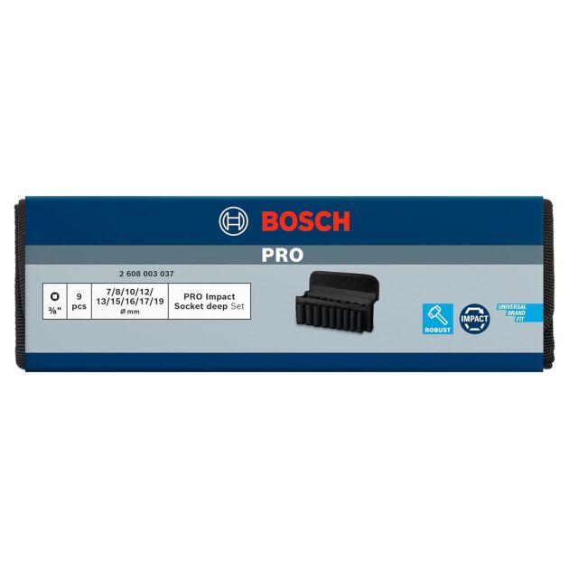 Набір ударних торцевих головок Bosch Professional Deep 9шт 3/8" 63мм, фото , зображення 5 | SNABZHENIE.com.ua