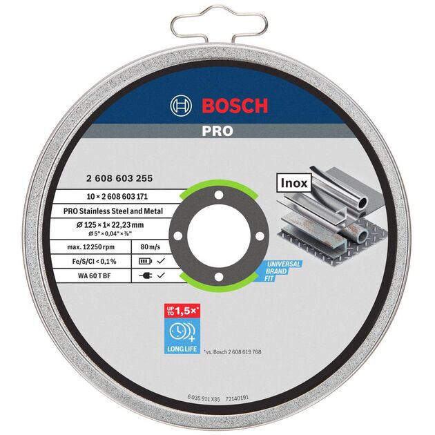 Диск відрізний Bosch Stand PRO по металу, 125х1.0х22.2мм, 10шт, фото  | SNABZHENIE.com.ua