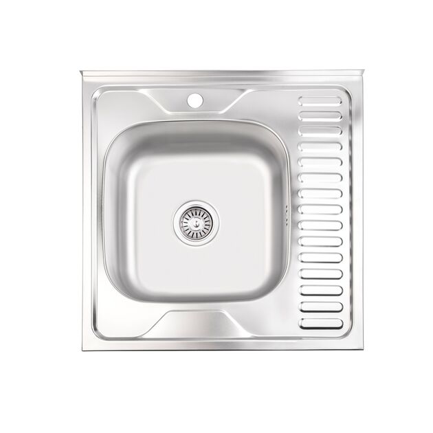 Кухонная мойка Brinex 6060-L 0,6 мм Satin (BRIN6060LSAT06), фото  | SNABZHENIE.com.ua