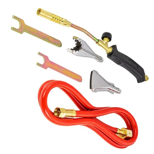Горелка ручная газовоздушная MASTERTOOL с насадками Ø 17/22/40 мм 400 мм 157 г/час 2200 Вт 1300°C 44-5057, фото  | SNABZHENIE.com.ua
