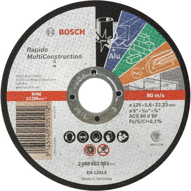 Bosch Диск відрізний Bosch Professional Multi Construction прямий 125х1.6мм, фото  | SNABZHENIE.com.ua