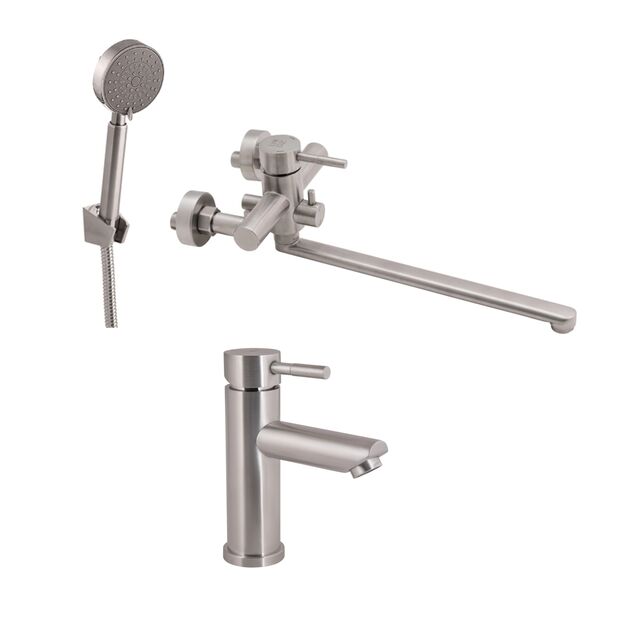 Акционный набор Lidz Aria: Смеситель 005 Nickel + Смеситель 001F Nickel, фото  | SNABZHENIE.com.ua