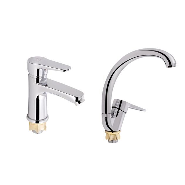 Акционный набор Lidz Nicole: Смеситель 001F Chrome + Смеситель 008F Chrome, фото  | SNABZHENIE.com.ua