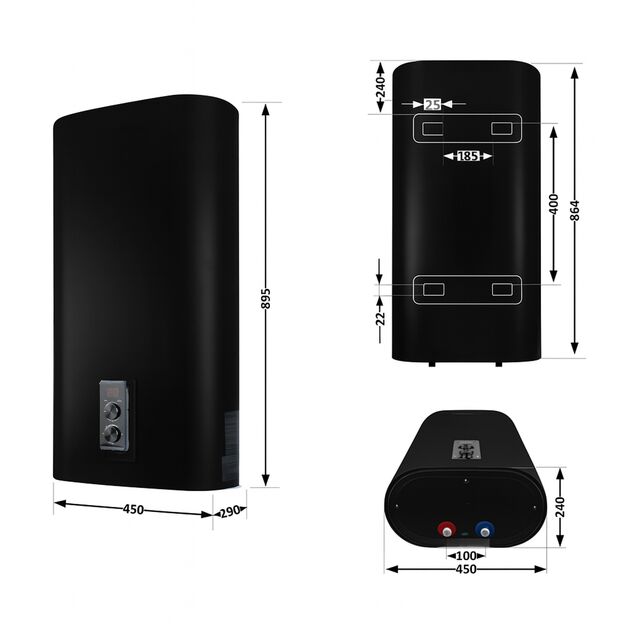 Водонагреватель электрический Thermo Alliance 50 л, Black, плоский, вертикальный, сухой ТЭН 2 кВт (0,8+1,2) DT50V20GPDD2B, фото , зображення 2 | SNABZHENIE.com.ua Водонагреватель электрический Thermo Alliance 50 л, Black, плоский, вертикальный, сухой ТЭН 2 кВт (0,8+1,2) DT50V20GPDD2B, фото , зображення 2 | SNABZHENIE.com.ua