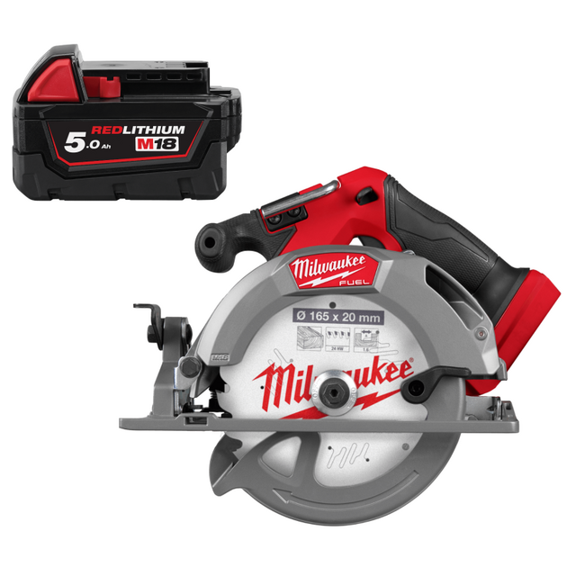Пила дисковая акумуляторная бесщёточная MILWAUKEE M18 FCS552-0, Ø165мм (каркас) + M18 B5 подарок, фото  | SNABZHENIE.com.ua