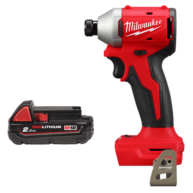 Шуруповерт ударный аккумуляторный бесщёточный MILWAUKEE (190Нм) M18 BLIDRC-0 (каркас) + M18 B2, фото  | SNABZHENIE.com.ua
