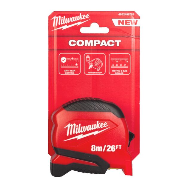 Рулетка Pro Compact MILWAUKEE (Gen 2), 8м/26фт, (25мм), фото , изображение 3 | SNABZHENIE.com.ua Рулетка Pro Compact MILWAUKEE (Gen 2), 8м/26фт, (25мм), фото , изображение 3 | SNABZHENIE.com.ua