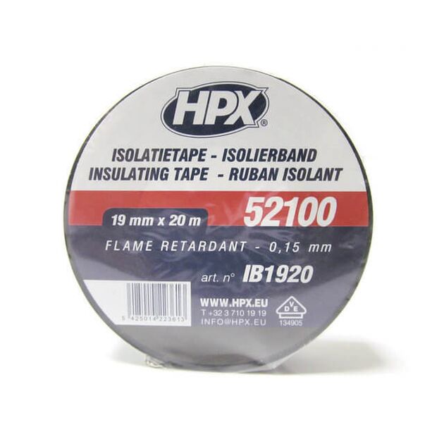 HPX Ізострічка ПВХ/52100/19*20м чорн.IB1920, фото  | SNABZHENIE.com.ua