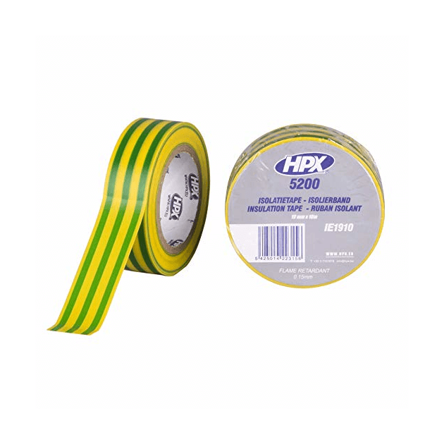 HPX Ізострічка ПВХ/5200/19*10м жовт/зел.IЕ1910, фото  | SNABZHENIE.com.ua