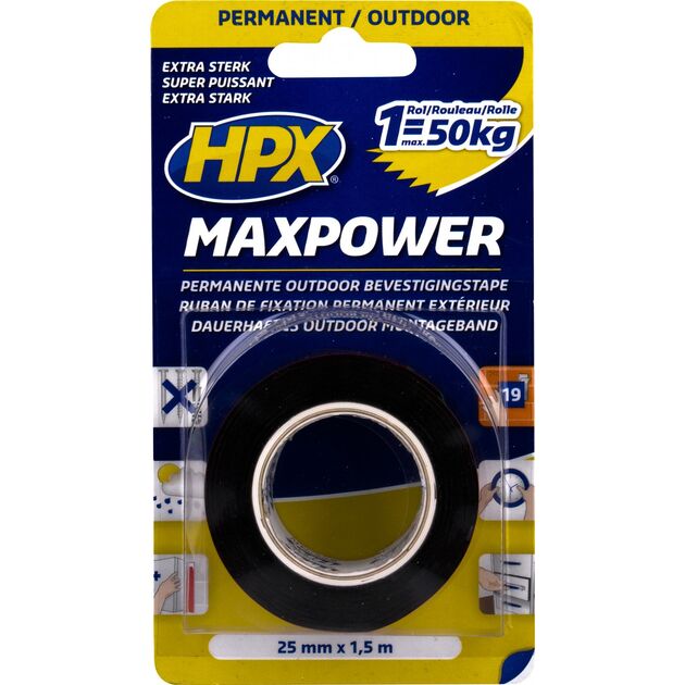 HPX Стрічка 2-ст.акрил.посил.25мм*1.5м MAXPOWER OT2502, фото  | SNABZHENIE.com.ua