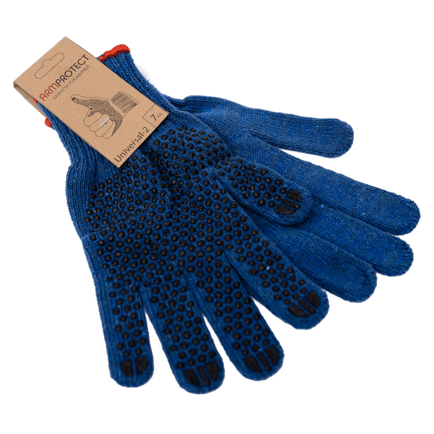 Рукавички ПВХ-точка, 80ХБ/20ПЕ, 7кл, XL(10), сині, Armprotect Uni-2, фото  | SNABZHENIE.com.ua