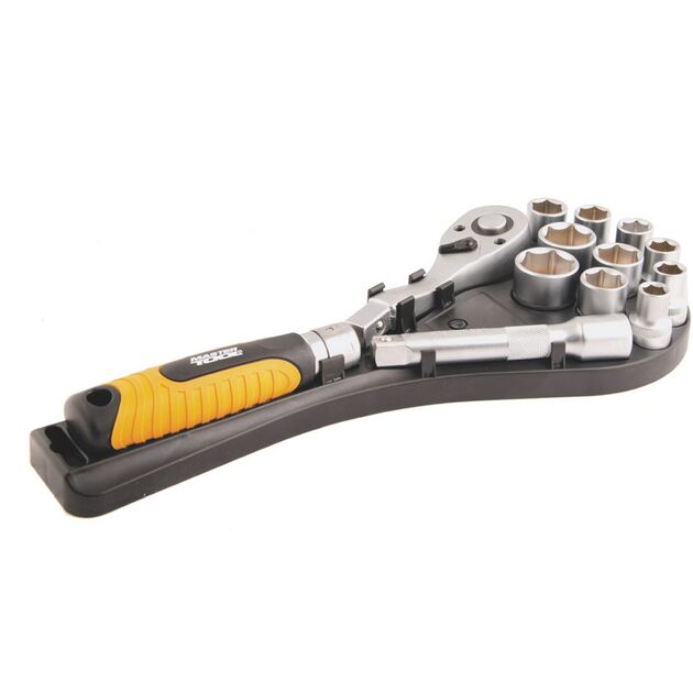 Набор инструментов MASTERTOOL PROFI ½" 12 шт 10-24 мм телескопическая трещотка CrV50BV30 ракетка 78-1213, фото  | SNABZHENIE.com.ua