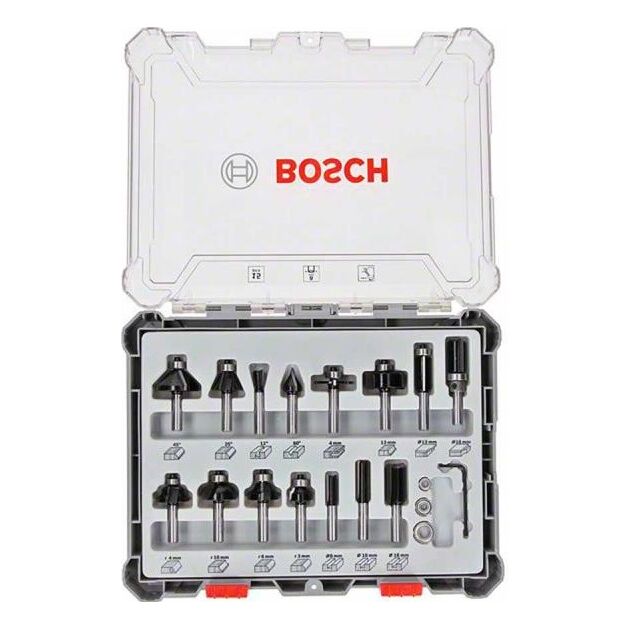 Набір комбінованих фрез Bosch Professional 8мм 15шт, фото , изображение 2 | SNABZHENIE.com.ua