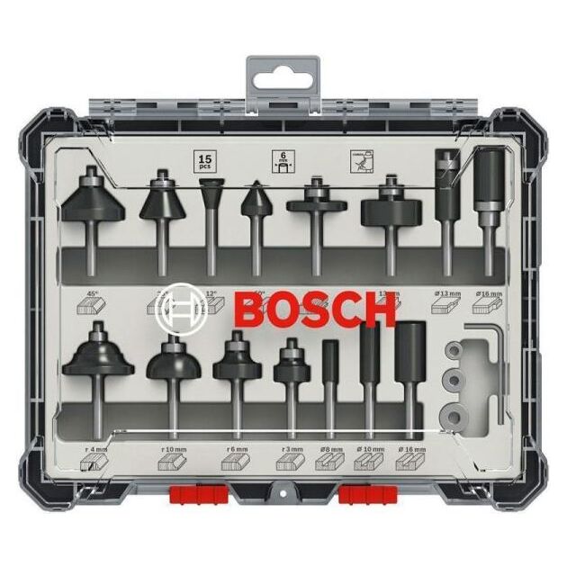 Набір комбінованих фрез Bosch Professional 6мм 15шт, фото  | SNABZHENIE.com.ua