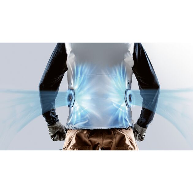 Жилет акумуляторний Makita LXT/CXT, 10.8-18В, з вентиляцією, поліестер, розміт М, білий, 0.38кг, фото , изображение 3 | SNABZHENIE.com.ua Жилет акумуляторний Makita LXT/CXT, 10.8-18В, з вентиляцією, поліестер, розміт М, білий, 0.38кг, фото , изображение 3 | SNABZHENIE.com.ua