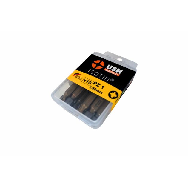Насадка викруткова USH ISOTIN : Pozidriv PZ1 x 50 мм. Torsion. титанове покриття. Уп. 10 шт., фото  | SNABZHENIE.com.ua
