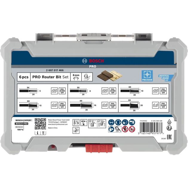 Набір пазових фрез Bosch Professional 8мм 6шт, фото , изображение 5 | SNABZHENIE.com.ua