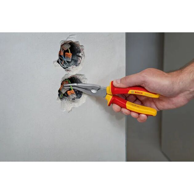 Плоскогубці з довгим носом зігнуті  Bosch Professional,  200 мм, (40°), VDE, фото , изображение 3 | SNABZHENIE.com.ua