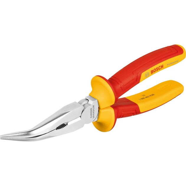 Плоскогубці з довгим носом зігнуті  Bosch Professional,  200 мм, (40°), VDE, фото  | SNABZHENIE.com.ua