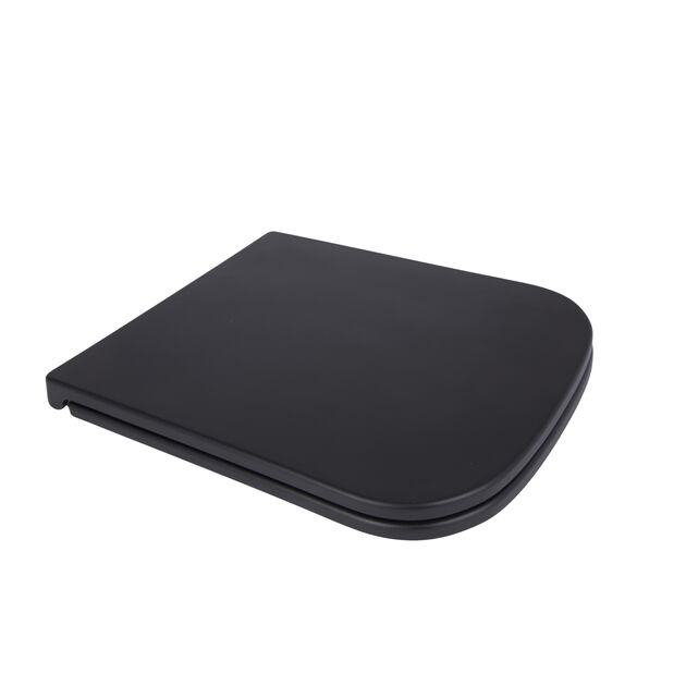 Qtap Сиденье для унитаза (Tern) 435x345x55 мм, Matt Black, с микролифтом, Slim Duroplast, Quick Release QT99HY2322MB, фото  | SNABZHENIE.com.ua