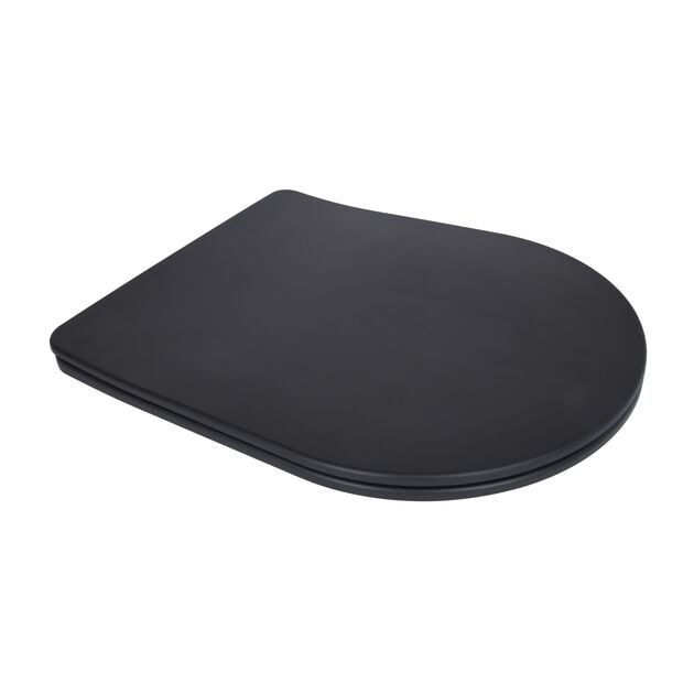Qtap Сиденье для унитаза (Scorpio New) 460x362x50 мм, Matt Black, с микролифтом, Slim Duroplast, Quick Release QT99SC5502MB, фото  | SNABZHENIE.com.ua
