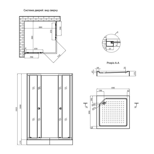 Душевая кабина Agua Elposo-Q.S.F.D.90x90 см, фото  | SNABZHENIE.com.ua