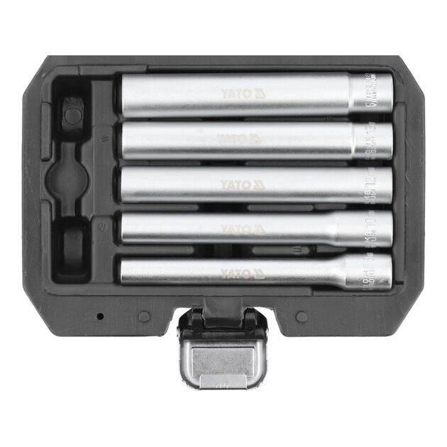 Головки торцеві YATO дуже довгі, з квадратами 1/4" і 3/8", М= 8, 10, 12, 13, 14 мм, L= 120 мм, 6 еле, фото  | SNABZHENIE.com.ua