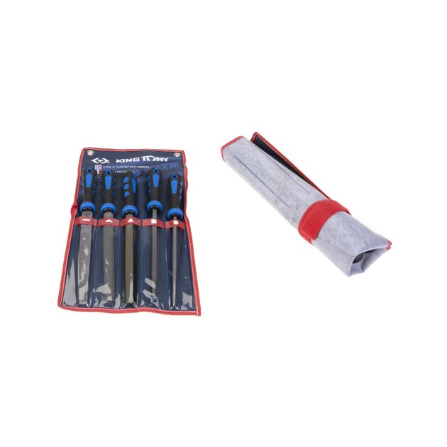 Набор напильников 200 мм, двухкомпонентные рукоятки, 5 предметов KING TONY, фото , зображення 2 | SNABZHENIE.com.ua