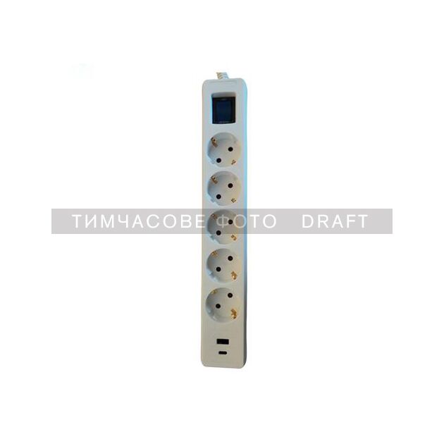 Подовжувач-фільтр мережевий 2E 5xТип F, 3x1.5мм кв, 16A, 1xUSB-A, 1xUSB-C, з захистом від перенапруги, 3м, білий, фото  | SNABZHENIE.com.ua