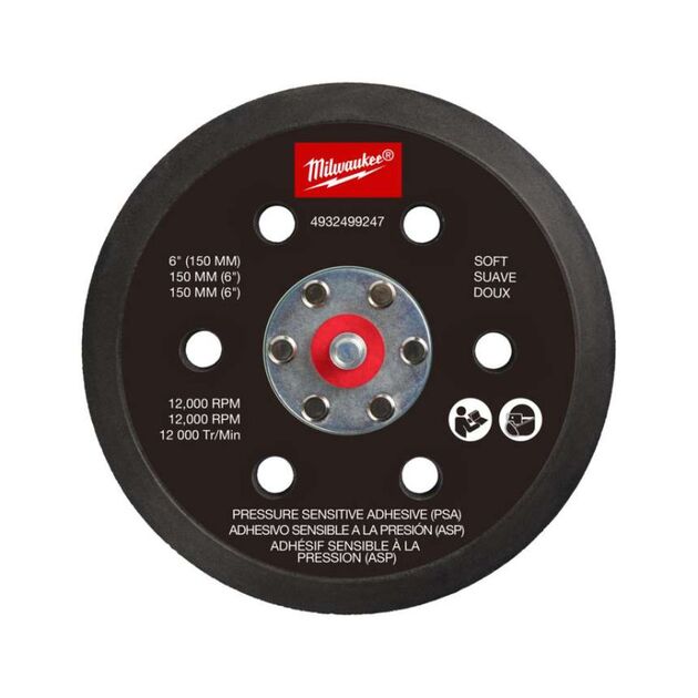 Подошва шлифовальная MILWAUKEE FROSBPHP150, Ø150мм, 6 отв. для M12 FROS (жесткая з PSA), фото  | SNABZHENIE.com.ua