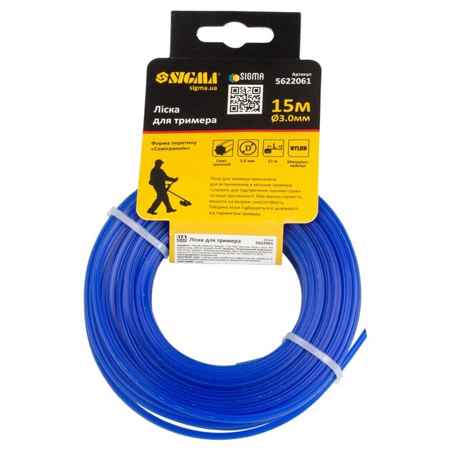 Леска для триммера "семигранник" Ø3.0мм 15м SIGMA (5622061), фото , изображение 3 | SNABZHENIE.com.ua Леска для триммера "семигранник" Ø3.0мм 15м SIGMA (5622061), фото , изображение 3 | SNABZHENIE.com.ua