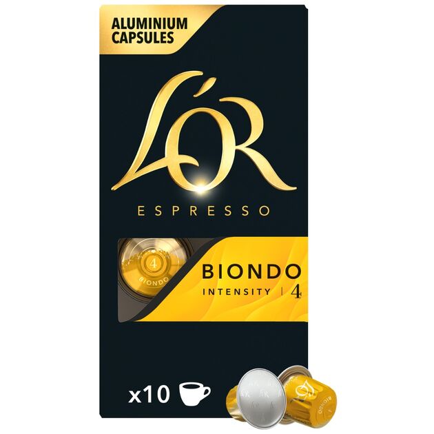 Кава L`OR капсули  Espresso Biondo, 100% арабіка, 10шт, Nespresso, фото , зображення 2 | SNABZHENIE.com.ua